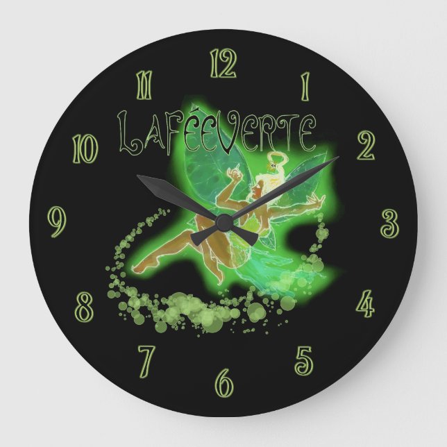 Dark Absinthe Fairy 2 Large Clock (Front)