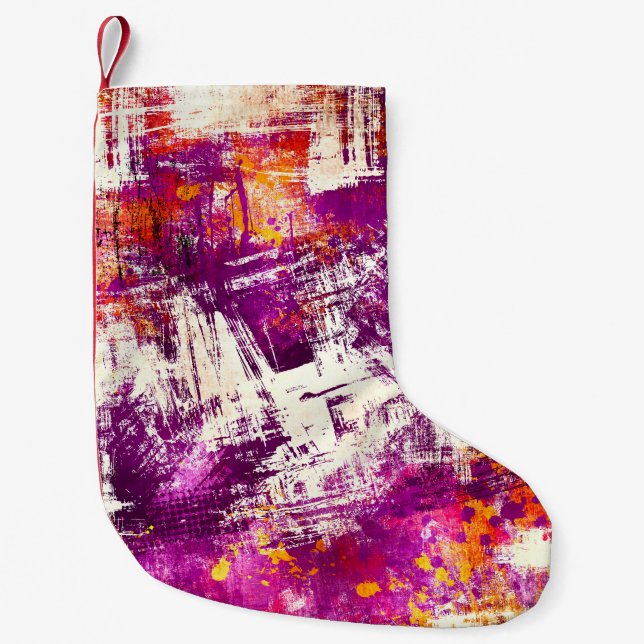 Dark Abstract Blots Background Small Christmas Stocking (Front)