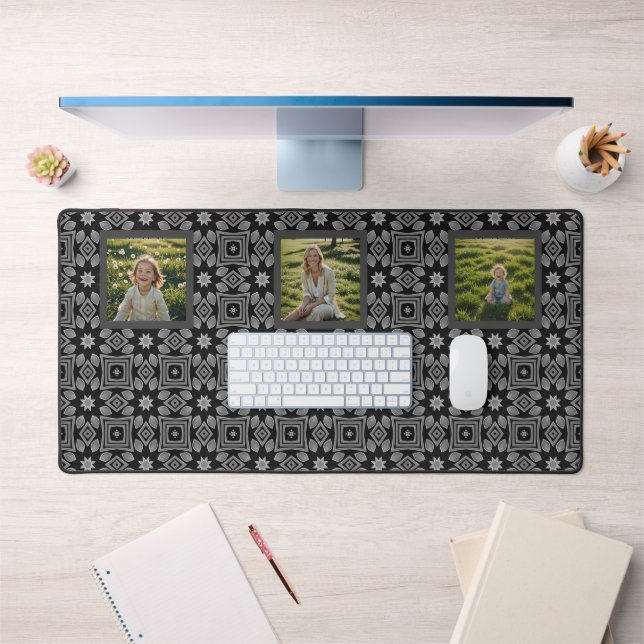 Dark Abstract Geometric patterned Photo Desk Mat (Office 1)