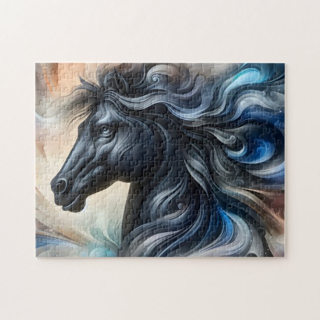 Dark Abstract Stallion Jigsaw Puzzle (Horizontal)