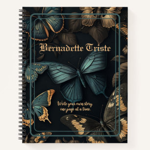 Dark Academia Aesthetic Butterfly Name Sentiment Notebook