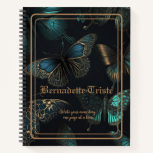 Dark Academia Aesthetic Butterfly Name Sentiment  Notebook