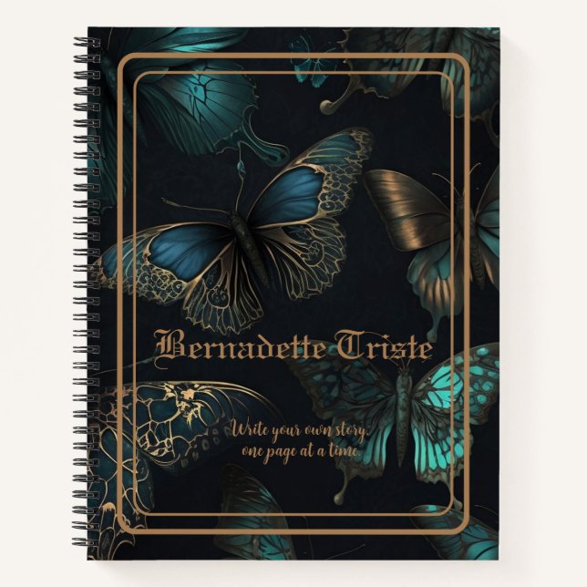 Dark Academia Aesthetic Butterfly Name Sentiment  Notebook (Front)