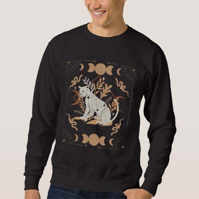 Dark Academia Aesthetic Celestial Boho Tarot Leopa Sweatshirt (Front)