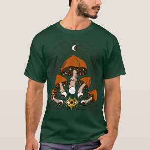 Dark Academia Aesthetic Mystic Mushrooms Moon Taro T-Shirt