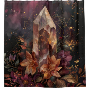 Dark Academia Amethyst Celestial Design Shower Curtain