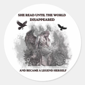 Dark Academia Angel Gothic Reading Quote Poster Classic Round Sticker