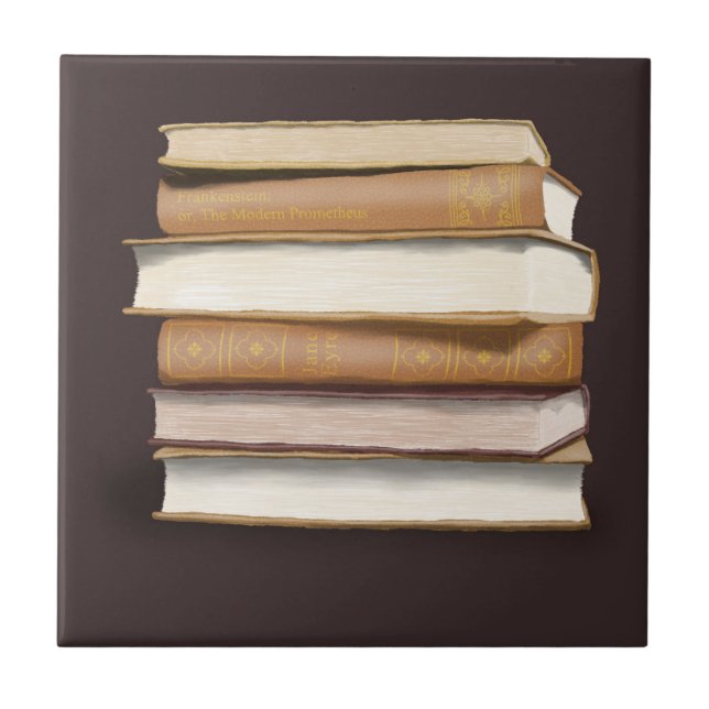 Dark Academia Antique Books Ceramic Tile (Front)