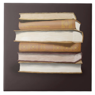 Dark Academia Antique Books Ceramic Tile