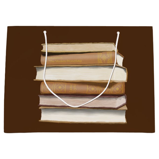 Dark Academia Antique Books Large Gift Bag (Front)