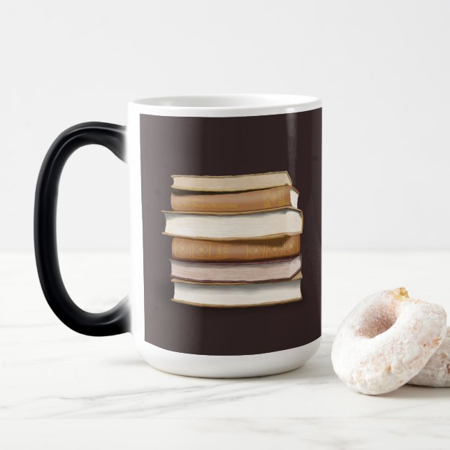 Dark Academia Antique Books Magic Mug (With Donut)