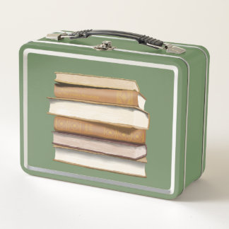 Dark Academia Antique Books Metal Lunch Box