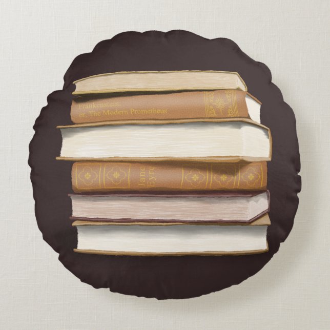 Dark Academia Antique Books Round Cushion (Front)