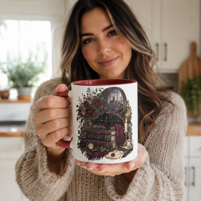Dark Academia Bookworm Cat Mug (Creator Uploaded)