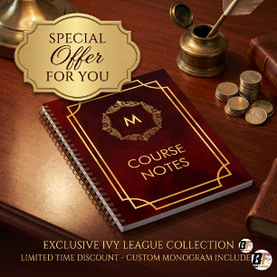 Dark Academia Burgundy Gold Monogram Course Planner