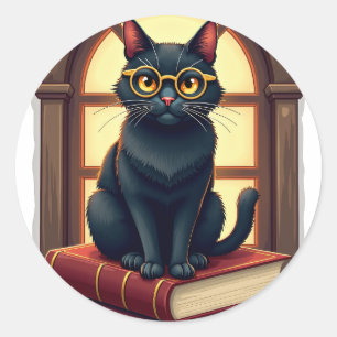 Dark Academia Cat Book Lover Classic Round Sticker