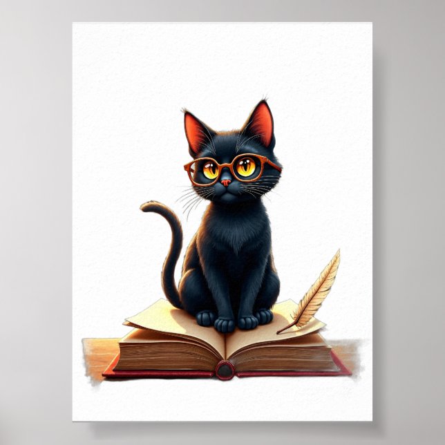 Dark Academia Cat Book Lover Reading Nook Poster (Front)