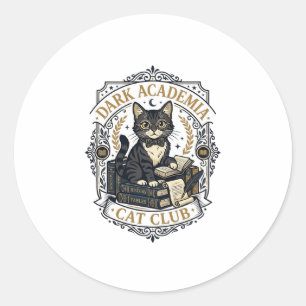 Dark Academia Cat Cat Dad Gift Idea - Dark Academi Classic Round Sticker