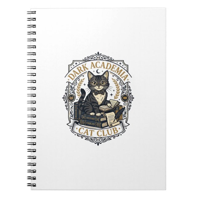 Dark Academia Cat Cat Dad Gift Idea - Dark Academi Notebook (Front)