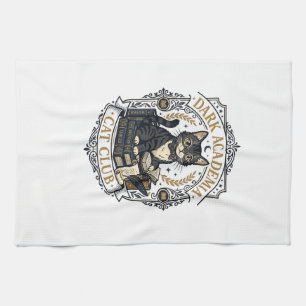 Dark Academia Cat Cat Dad Gift Idea - Dark Academi Tea Towel