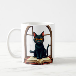 Dark Academia Cat Reader Bookworm Sticker Vintage  Coffee Mug