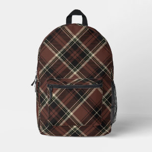 Dark Academia Chestnut Plaid Printed Backpack