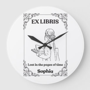 Dark Academia Ex Libris Personalised Reading Journ Large Clock