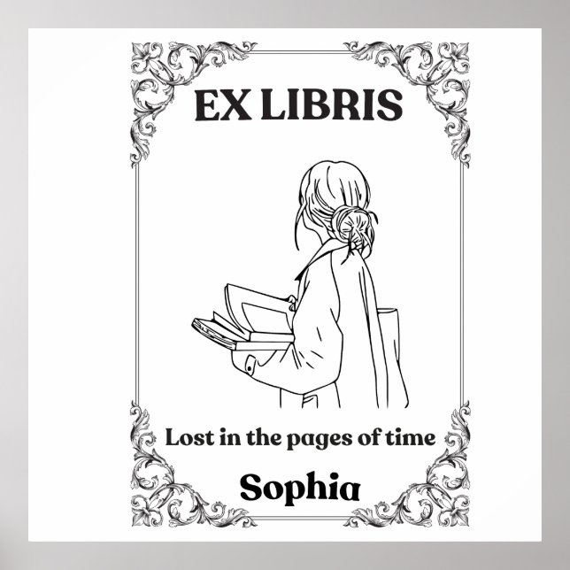 Dark Academia Ex Libris Personalised Reading Journ Poster (Front)