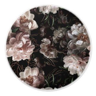 Dark Academia Floral Design Ceramic Knob