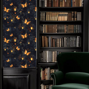 Dark Academia Glowing Moths and Lanterns Wallpaper