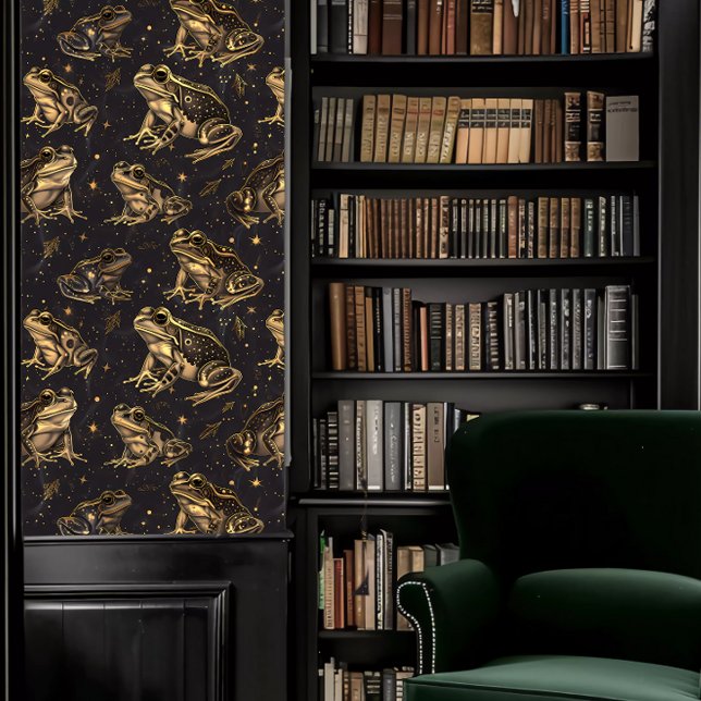 Dark Academia Gold Frogs Wallpaper (Dark Academia Gold Frogs Wallpaper in a library.)