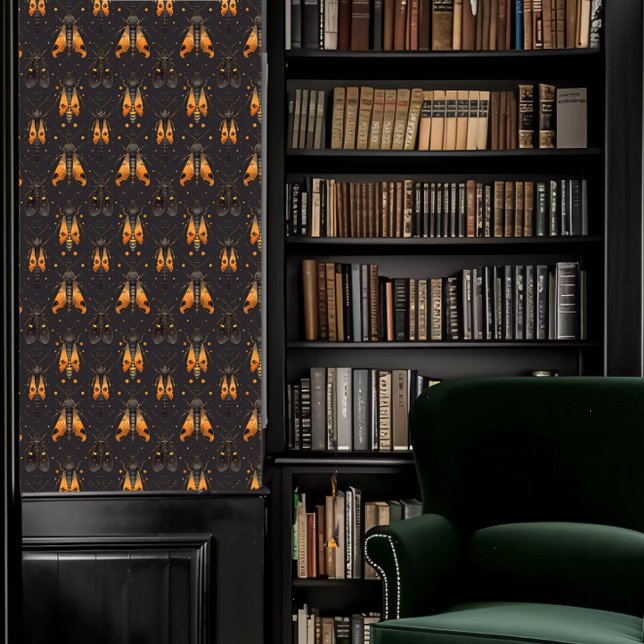 Dark Academia Gold Insects Wallpaper (Dark Academia Gold Insects Wallpaper in a library.)