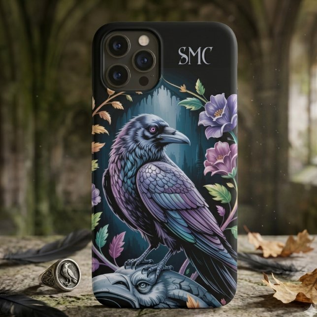 Dark Academia Gothic Raven Floral Case-Mate iPhone Case (Dark academia gothic raven floral phone case)
