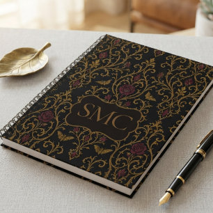 Dark Academia Gothic Rose Damask Notebook