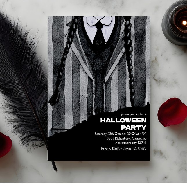 Dark Academia Gothic Schoolgirl Halloween Party  Invitation (Creator Uploaded)