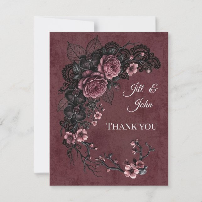 Dark Academia Gothic Wedding Thank You  Card (Front)