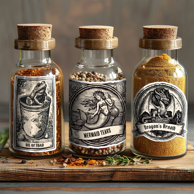 Dark Academia Gothic Woodcut Witch Potion Jar (Creator Uploaded)