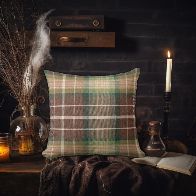 Dark Academia Green and Brown Plaid Design Cushion (Creator Uploaded)