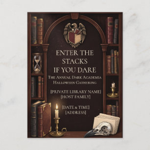 Dark Academia Halloween Party Gothic Invitation Postcard