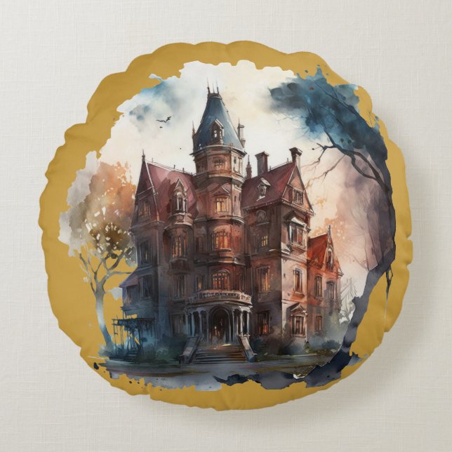 Dark Academia Haunted Manor Pillow (Front)