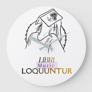 Dark Academia Latin Quote Line Art Large Clock