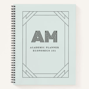 Dark Academia Minimalist Custom Monogram Planner Notebook