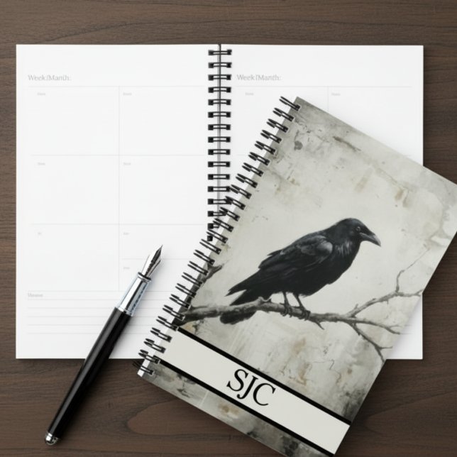 Dark Academia Moody Crow Planner (Gothic Raven planner)