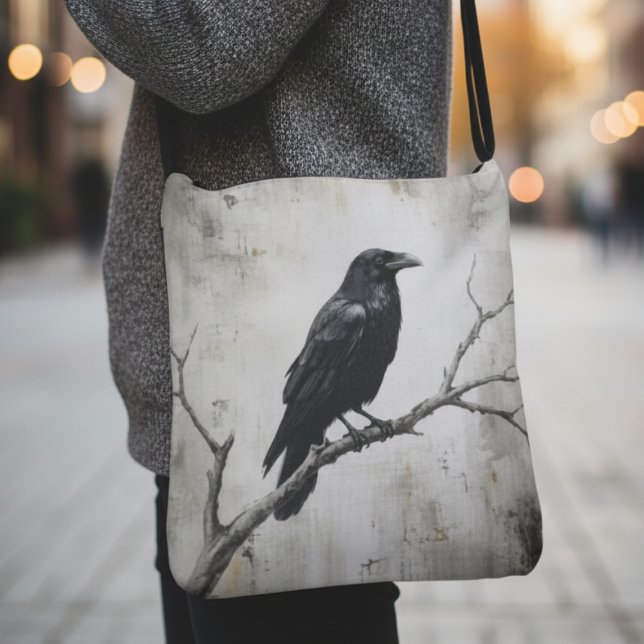 Dark Academia Moody Raven Gothic Crossbody Bag (Gothic raven cross body bag
)