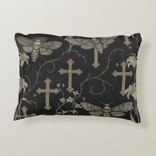 Dark Academia Moth & Cross Pillow – Vintage Gothic