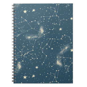 Dark Academia Navy Ivory Moon Constellation Chart Notebook