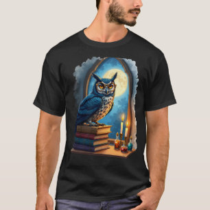 Dark Academia Owl Glasses Reading Nook Gothic Libr T-Shirt