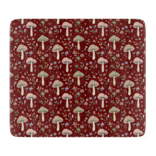 Dark Academia Plum Red Fungi Moody Scholarly Gift Cutting Board