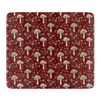 Dark Academia Plum Red Fungi Moody Scholarly Gift Cutting Board