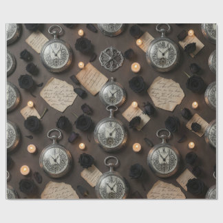 Dark Academia Pocket Watch Wrapping Paper